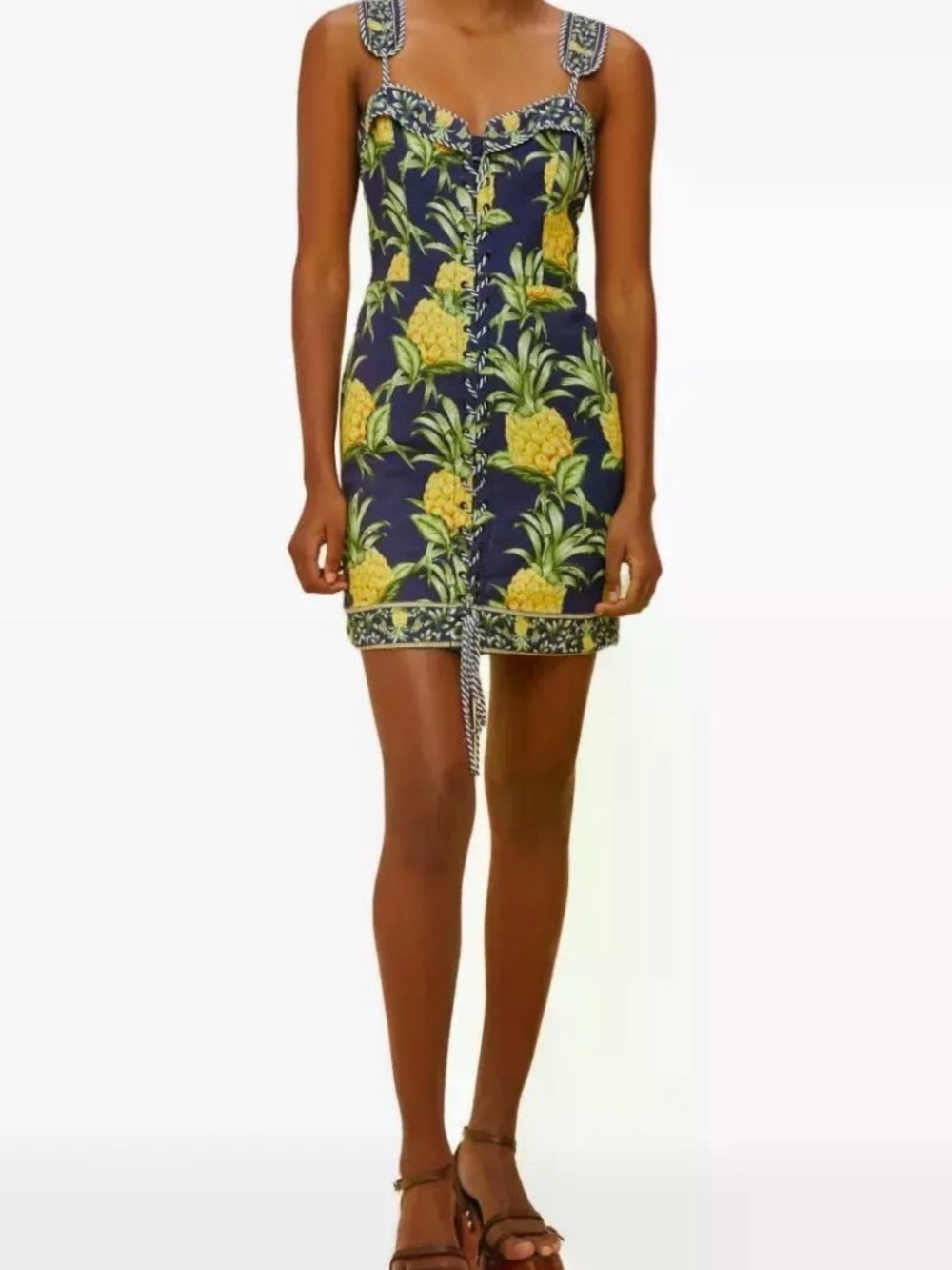 NWT!  FARM Rio Pineapple Tie Laced Mini Dress ~ L